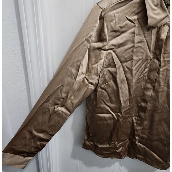 NEW Grace Dane Lewis Women's Long Sleeve Button Up Blouse Top 100% Silk Sz 12P - Picture 4 of 11